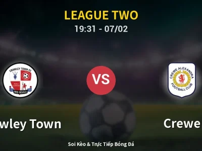 🔴 Trực Tiếp: Crawley Town 0-0 Crewe – Link Xem League Two (Full HD)