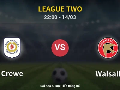 🔴 Trực Tiếp: Crewe 0-1 Walsall – Link Xem League Two (Full HD)