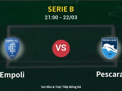 🔴 Trực Tiếp: Empoli 1-0 Pescara – Link Xem Serie B (Full HD)